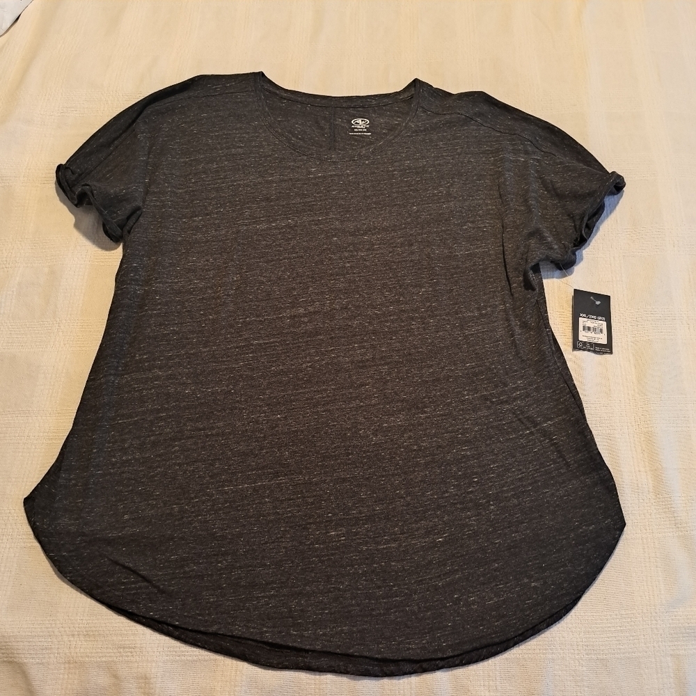 Athletic works womens size XXL black cuffed sleeve shirt, New
